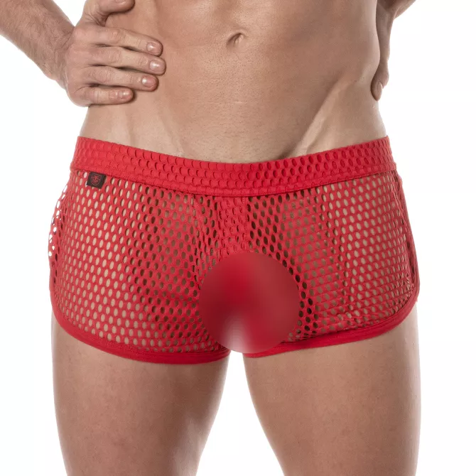 Mini Shorts Pour Homme Transparent Rouge  - Sportswear - TOF Paris