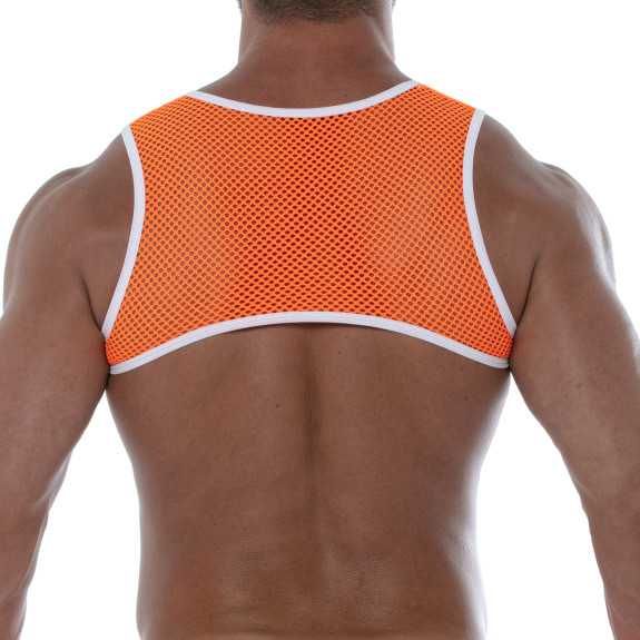 Harnais En Résille Néon Orange De Dos Pour Homme