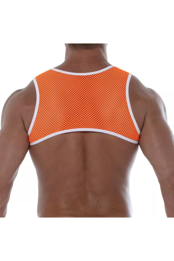 Harnais En Résille Néon Orange De Dos Pour Homme
