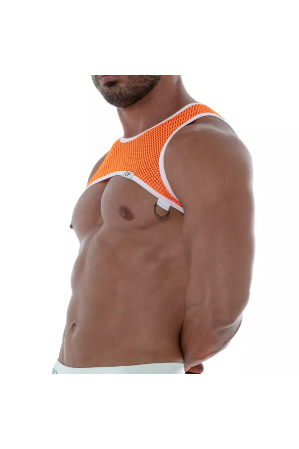 Harnais En Résille Néon Orange Pour Homme De Côté