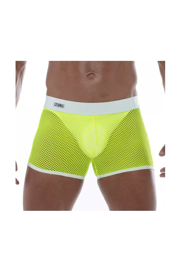 Short En Résille Néon Jaune Pour Homme - Sexywear - Tof Paris