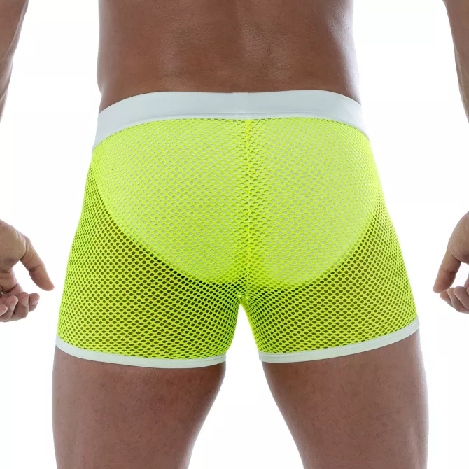 Short En Résille Néon Jaune Pour Homme - Sexywear - Tof Paris