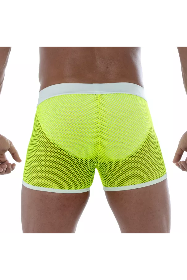 Short En Résille Néon Jaune Pour Homme - Sexywear - Tof Paris