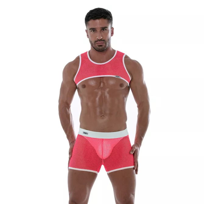 Neon Mesh Shorts Pink with a mesh harness