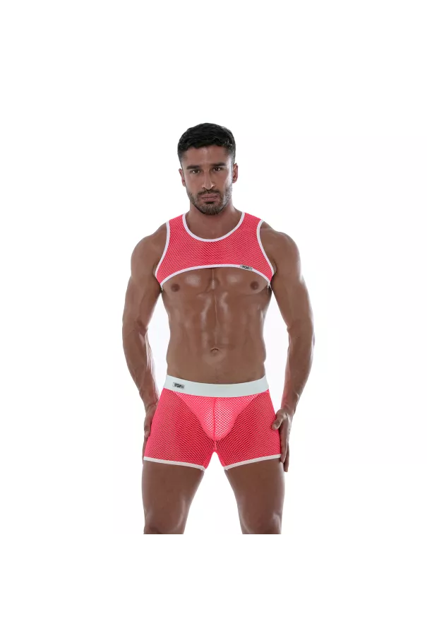 Neon Mesh Shorts Pink with a mesh harness