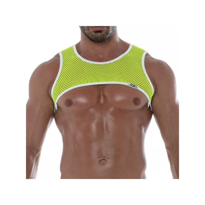 Neon Mesh Harness Yellow For Men Front