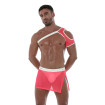 Neon Mesh Shoulder Harness Pink with a sexy short
