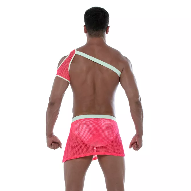 Neon Mesh Shoulder Harness Pink from the back