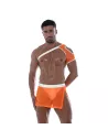 Harnais D'épaule En Mesh Néon Orange avec un short orange en mesh