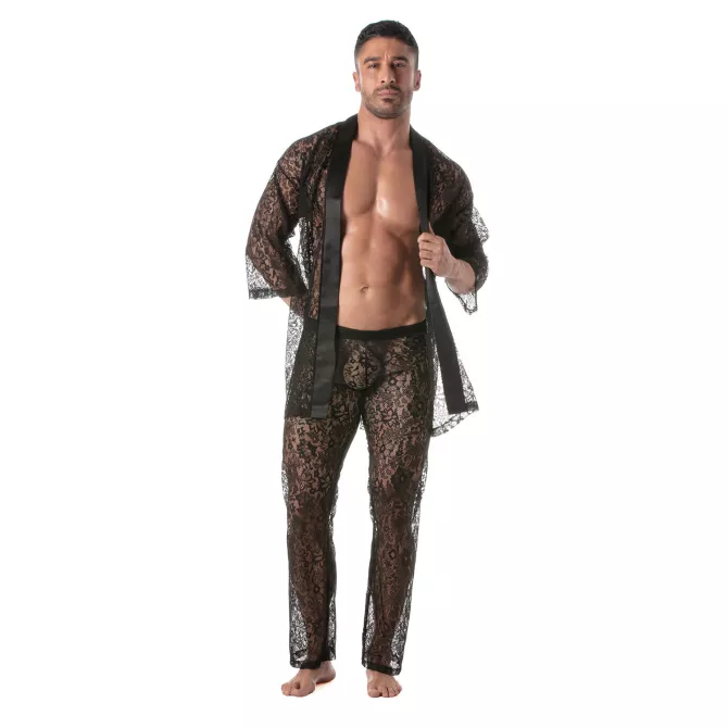 Lace Kimono Vest with a kimono lace pants