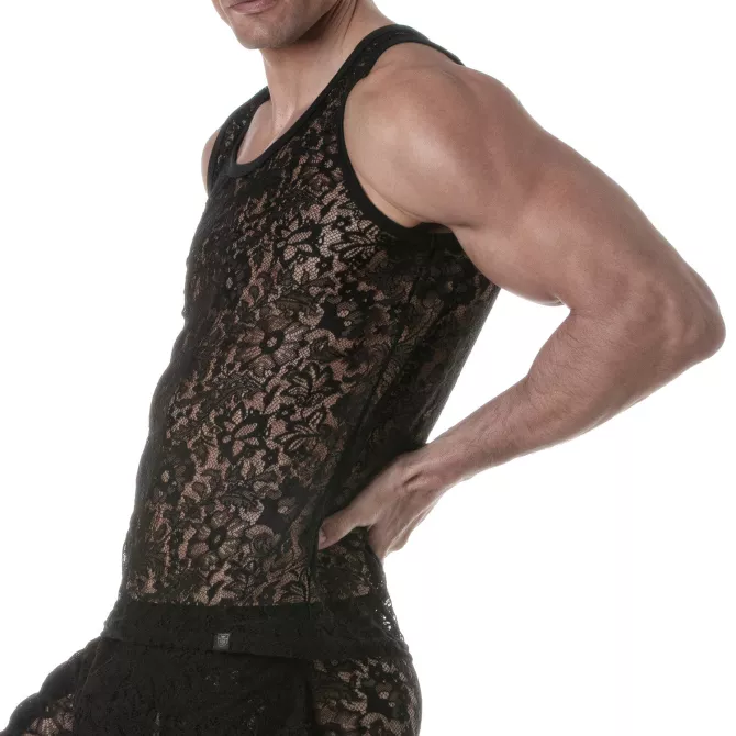 Lace Tank Top for men from sideway