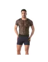 Homme Portant Un T-Shirt en Dentelle Noir sexy