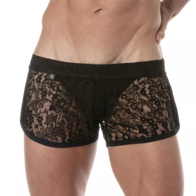 Lace Retro Short Black For Men - Sexywear - Tof Paris