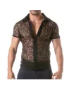 Homme portant une Chemise à Manches Courtes En Dentelle
