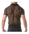 Lace Short Sleeves Shirt For Men from Back