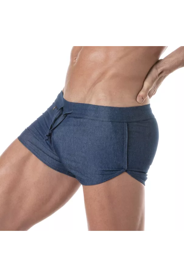Short Rétro En Denim Clair de cote