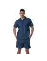 Light Denim Short Sleeve Shirt with a light denim bermuda