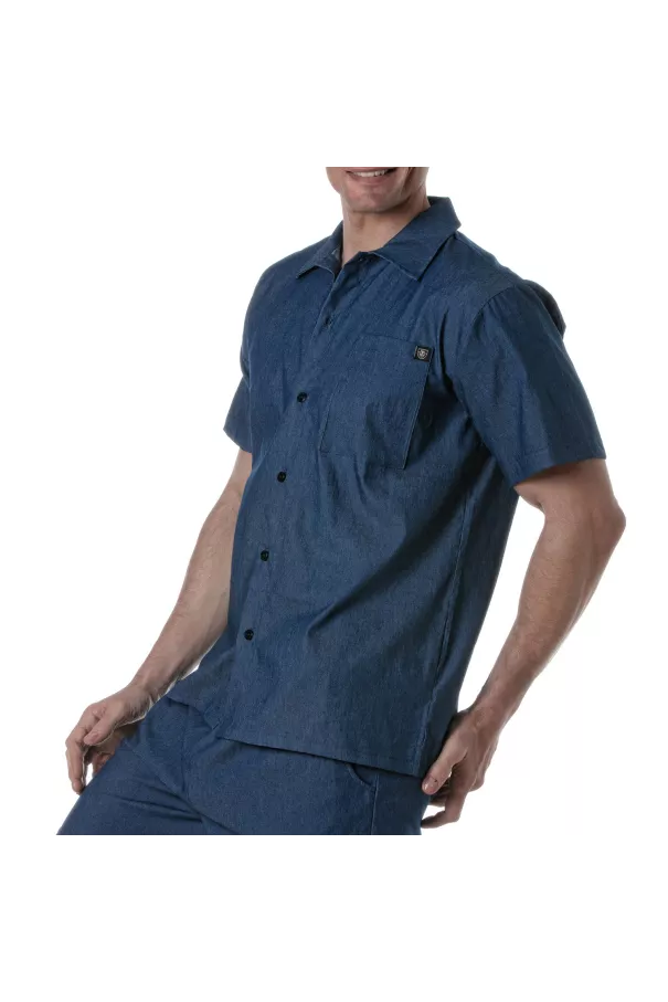 Chemise A Manches Courtes En Denim Léger pour homme