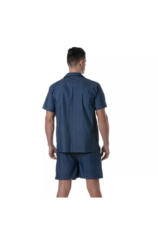 Chemise A Manches Courtes En Denim Léger de dos
