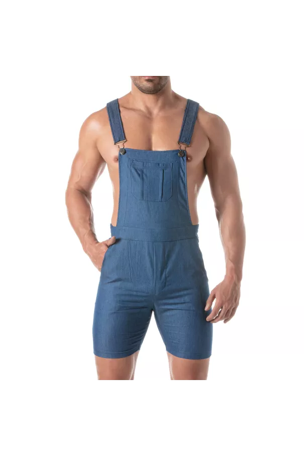 Salopette Short En Denim Léger Sexy Pour Homme - Casual - TOF Paris