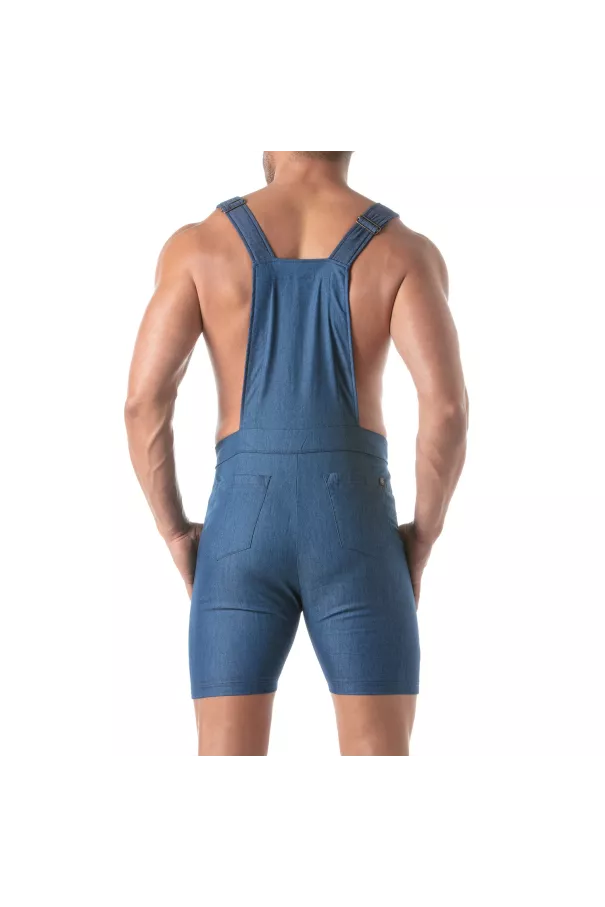 Salopette Short En Denim Léger Sexy Pour Homme - Casual - TOF Paris