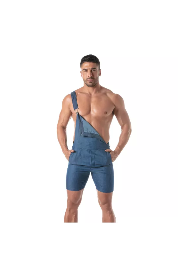 Salopette Short En Denim Léger Sexy Pour Homme - Casual - TOF Paris