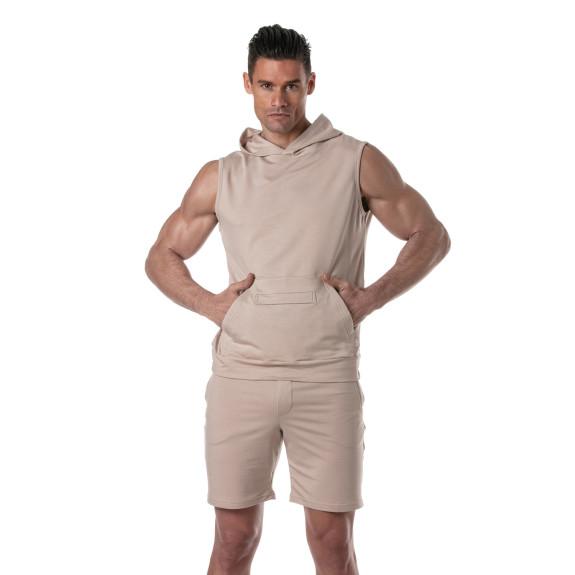 Sweat à capuche sans manches Bambou Beige
