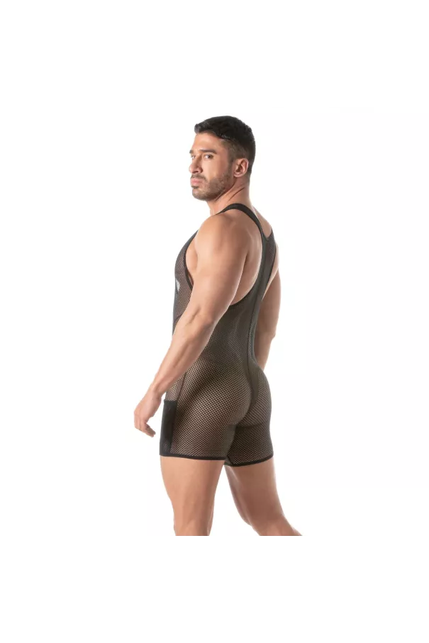 Men Wearing a Circuit Fishnet Wrestling Body From Sideway