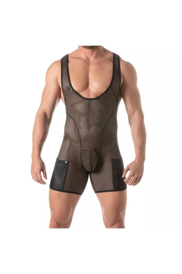 Body Lutteur Circuit Transparent Noir Pour Homme Image de Couverture