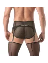 Porte-jarretelles Circuit en résille Noir Pour Homme de Derrière avec sous vêtements