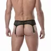 Porte-jarretelles Circuit en résille Noir Pour Homme de Derrière avec String