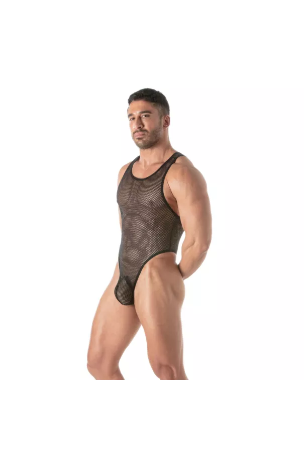 Body String Circuit en résille Noir Pour Homme De Profil